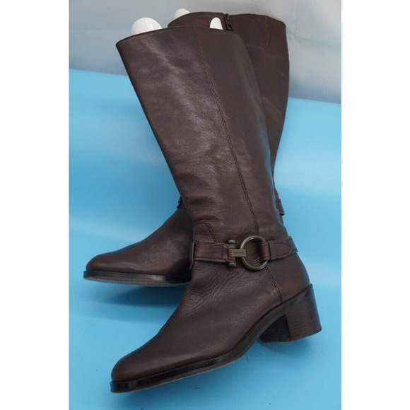 Coach Carolina Extended Wide calf Brown Knee High Riding Tall Boots Sz 10B - Picture 2 of 12
